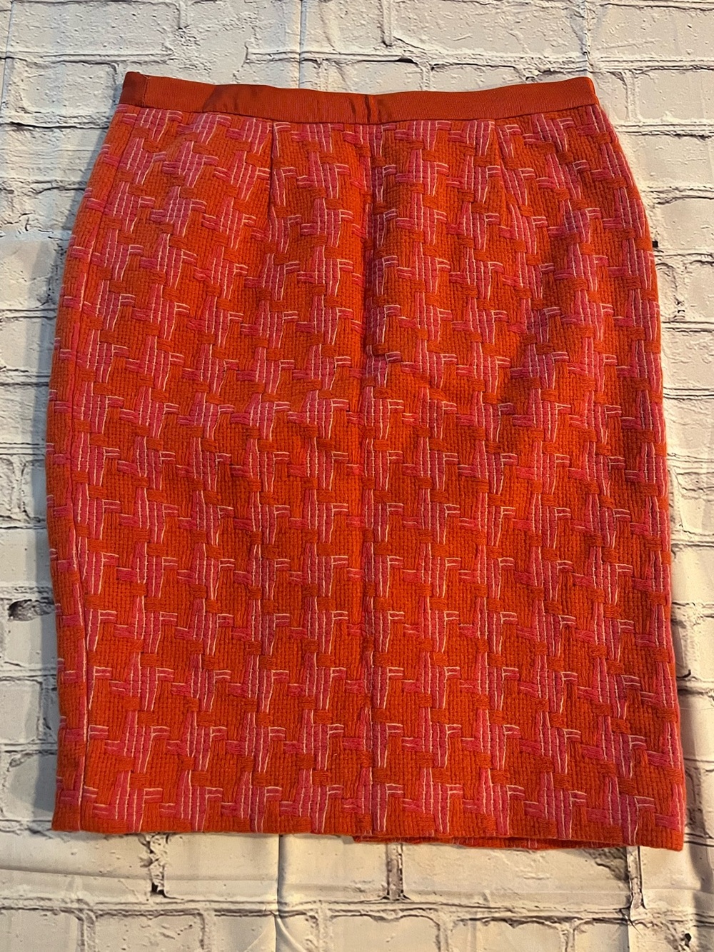 Boden Vibrant Orange and Pink Pencil Skirt
